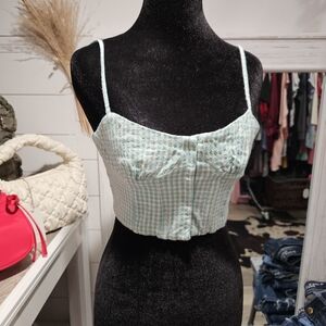 Zara Corset Crop Teal And Cream Color